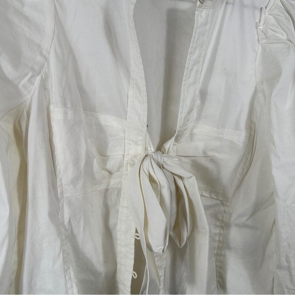 BCBG MaxAzria Cream Tie-Front Blouse - Picture 9 of 12